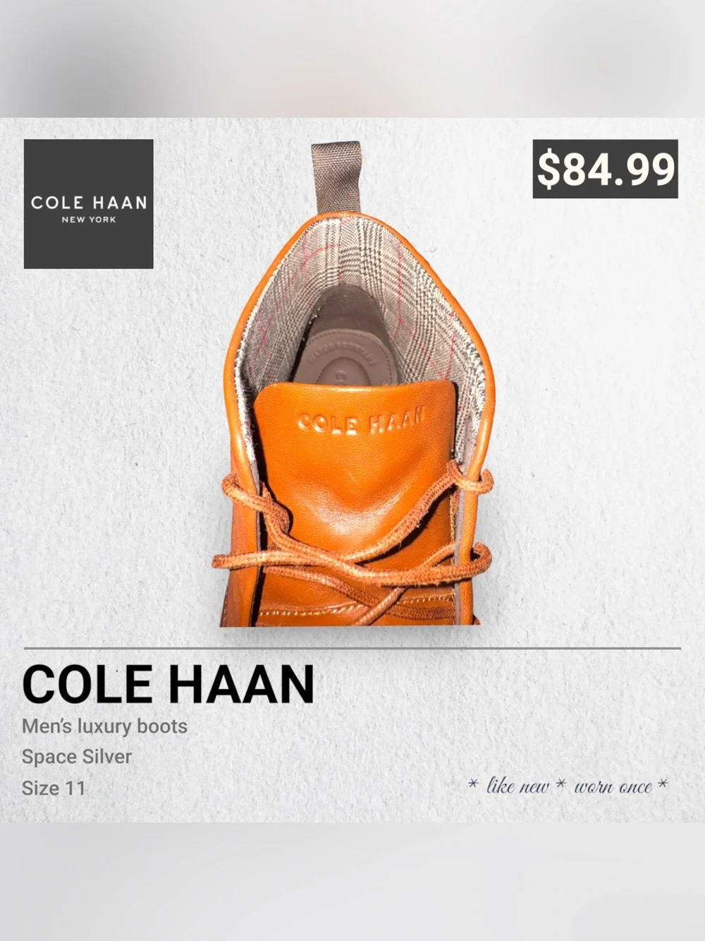 Cole Haan Men's Cognac Leather Chukka Boots